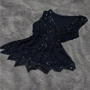 Elegant Black Beaded Sleeveless Top